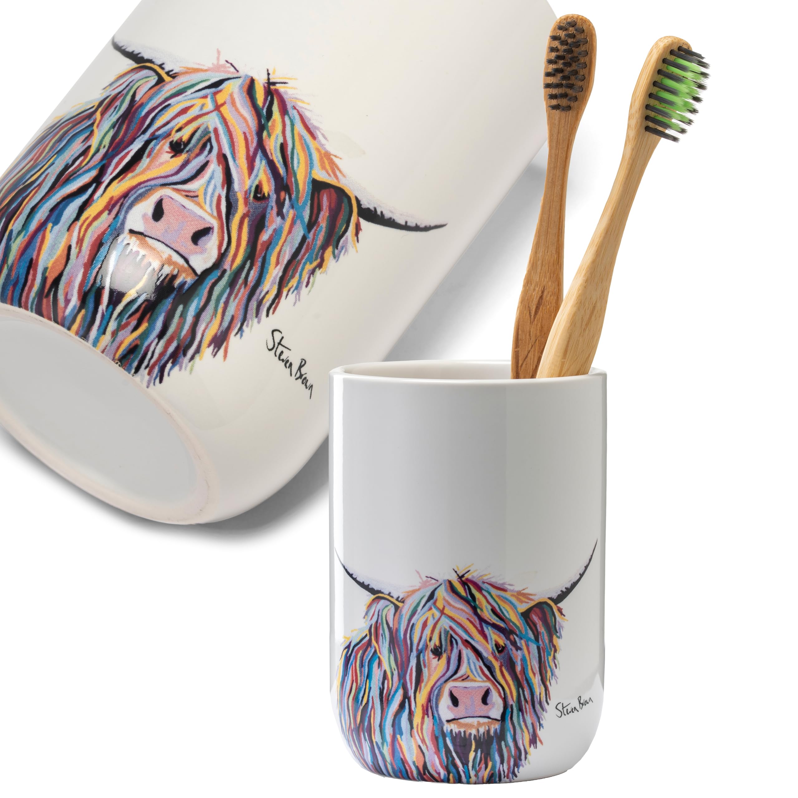 Croydex Steven Brown Angus McCoo Ceramic Toothbrush Holder Tumbler