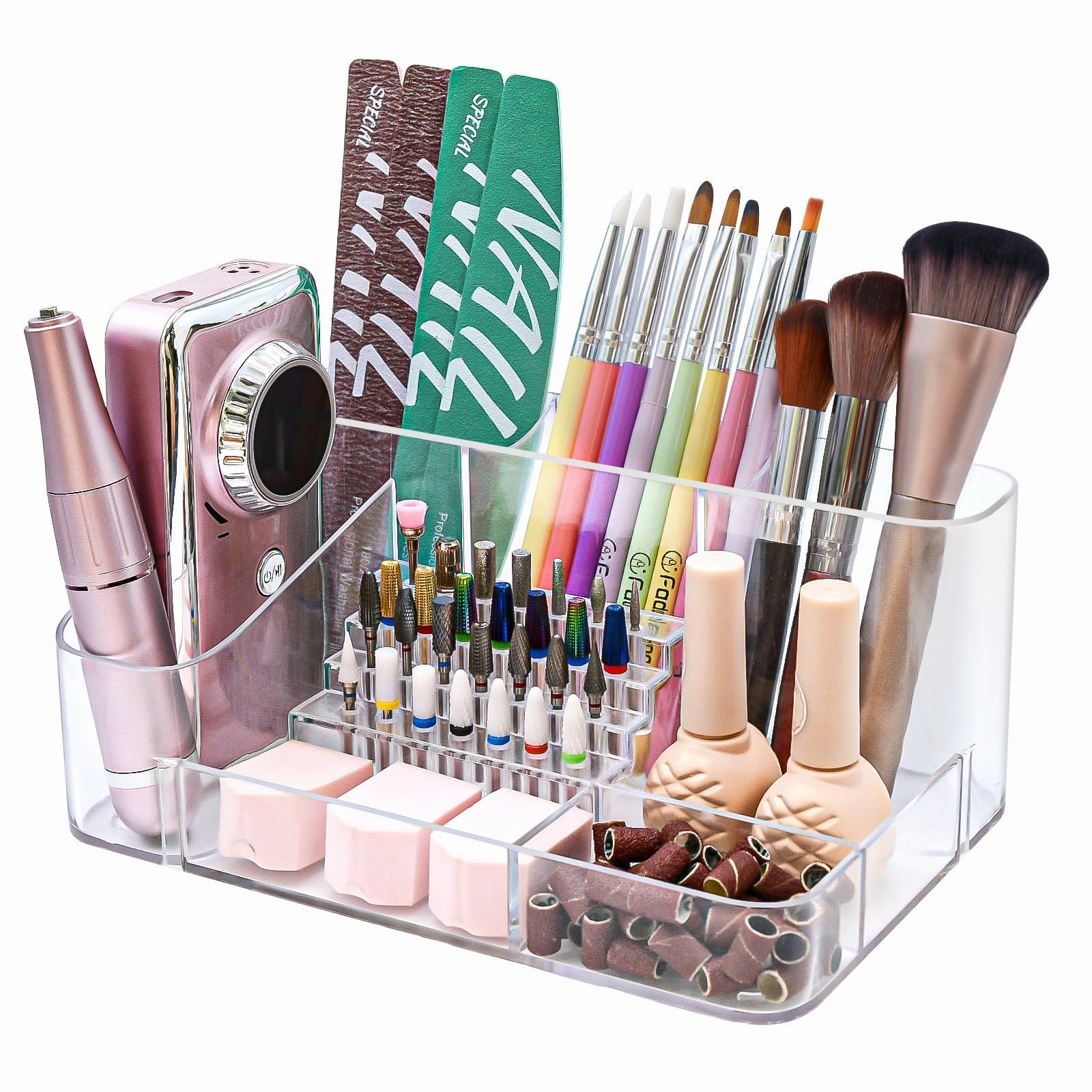 ANRUI Acrylic Nail Drill Holder – 28 Hole Machine and Bit Desk Organizer