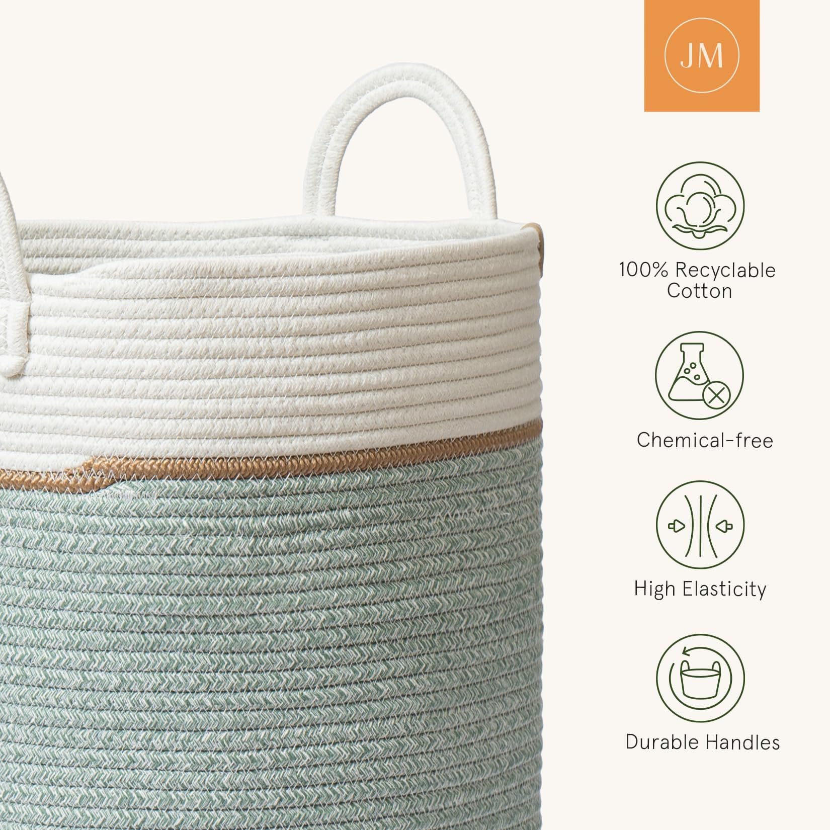 LA JOLIE MUSE 72L Woven Cotton Rope Laundry Basket – Ivy Green Hamper