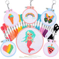 Pllieay 6-Piece Kids Cross Stitch Kit – Beginner Embroidery & Keychain Set