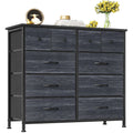 CAIYUN 10-Drawer Fabric Dresser – Black Wood Grain Storage Chest