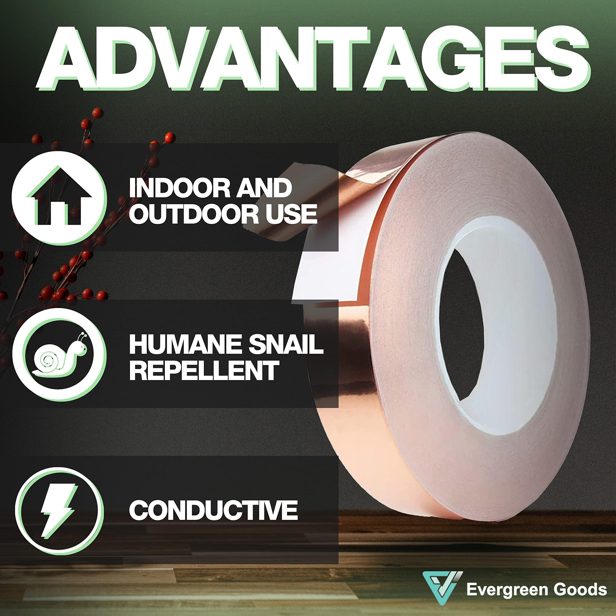 EVG Copper Slug Tape - 24mm x 12m Adhesive Snail Repellent Barrier (6 Pack)