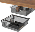 CADUKE Under Desk Drawer 2Pcs, Metal Hidden Desk Organiser, Undermount Storage Drawer, Space-Saving Hidden Organizer