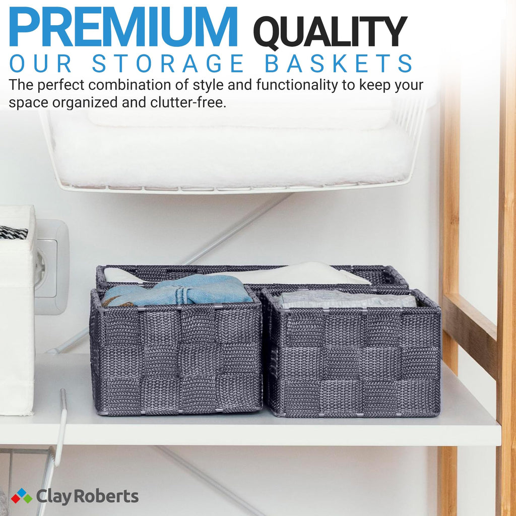 Storage Baskets, 3 Pack, Grey, Storage Baskets Sets, Woven Boxes for Home, Kitchens, Offices, Cupboards, Bathrooms, Shelves, Boxes - image 3