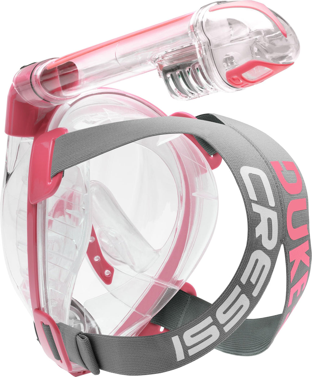 Cressi Duke Full Face Snorkel Dry Mask | Adult Unisex - Clear/Pink, S/M