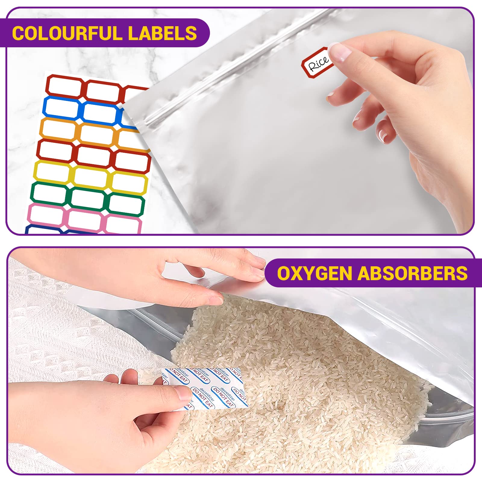 Midukit 5 Gallon Mylar Bags for Food Storage with Oxygen Absorbers – 15 Pack