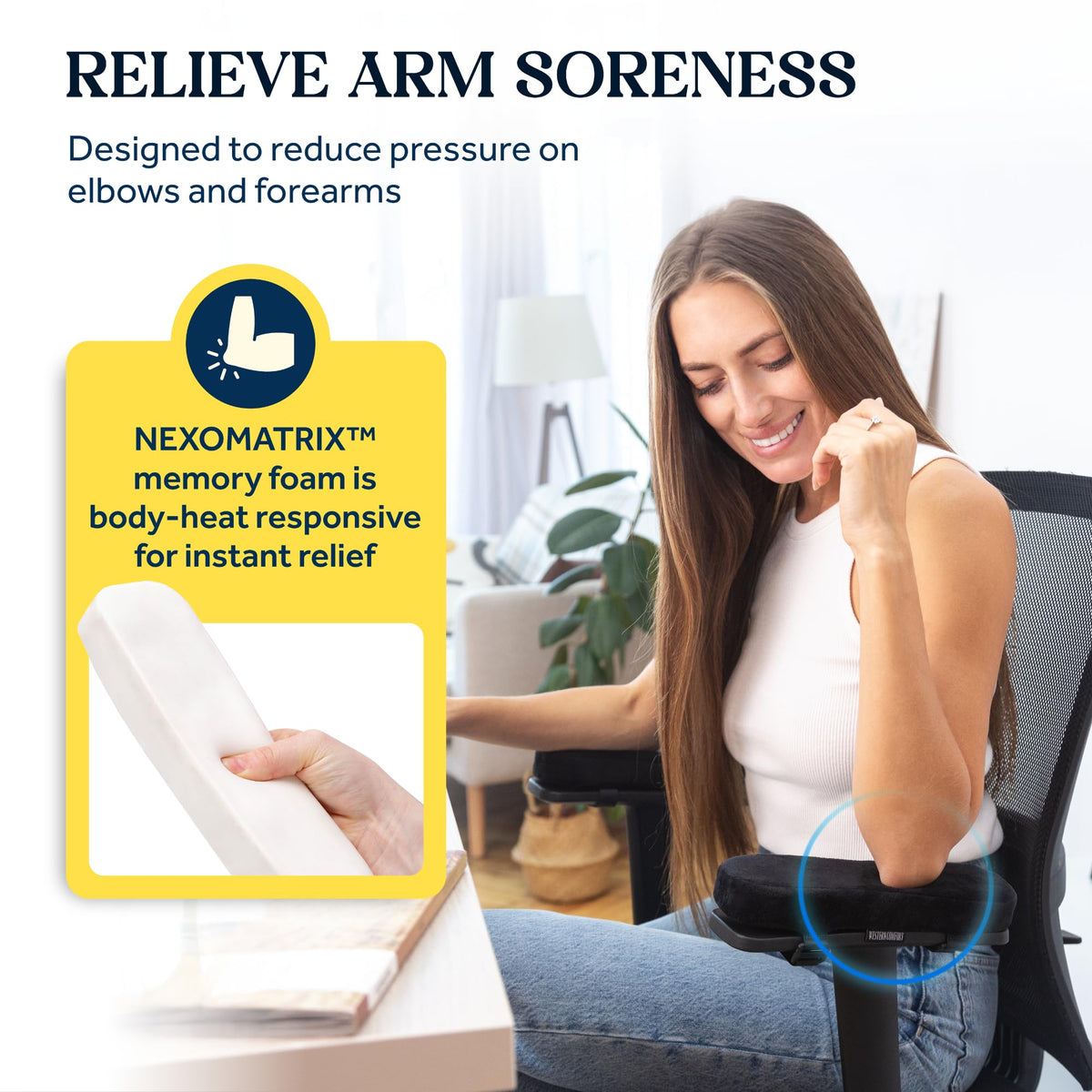 WESTERN COMFORT Thick Office Chair Arm Pads - Office Chair Arm Covers - Armrest Pillow Flat