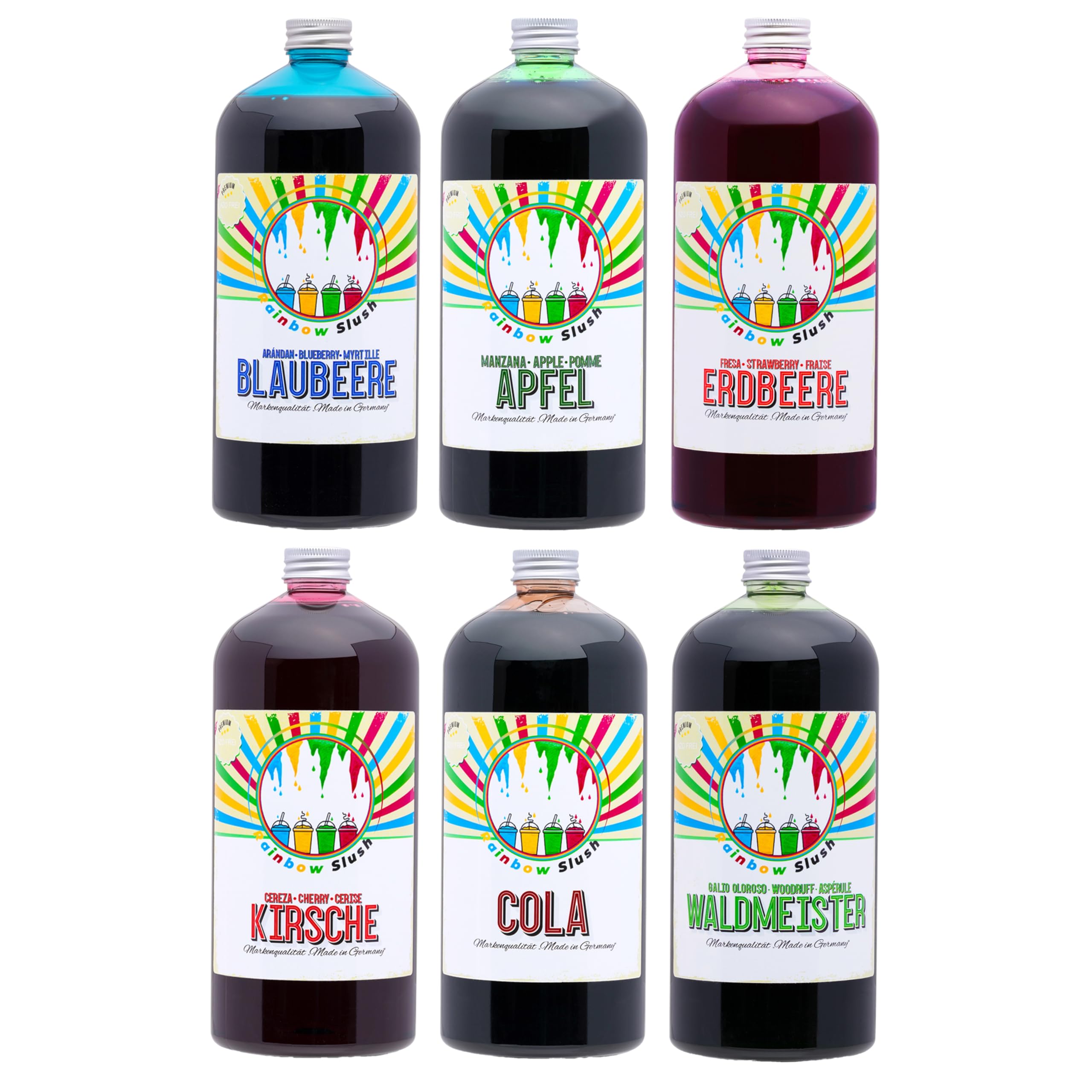 Rainbow Slush Syrup | 6 x 1L AZO Free Slushy Concentrate | Made in Germany