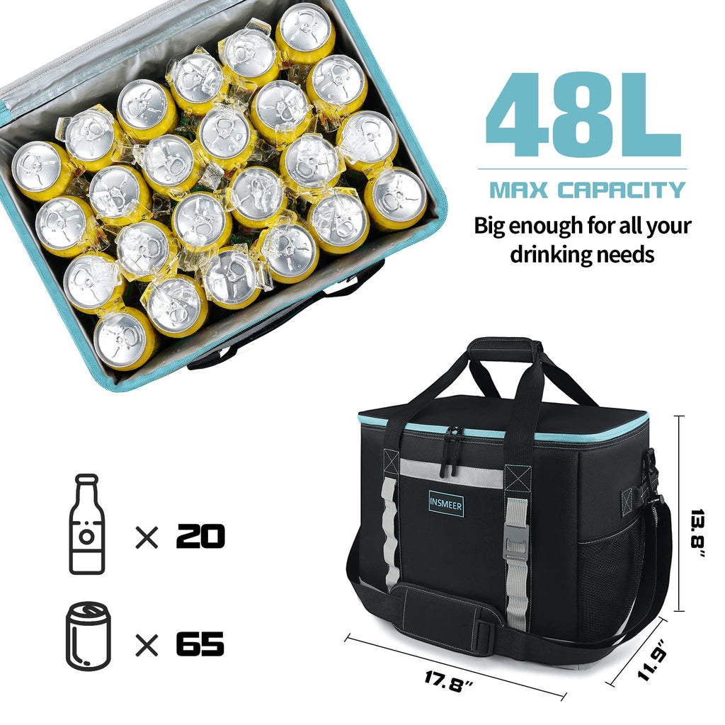 INSMEER Large 65 Can Soft Cooler Bag | 48L Leakproof Foldable Thermal Bag