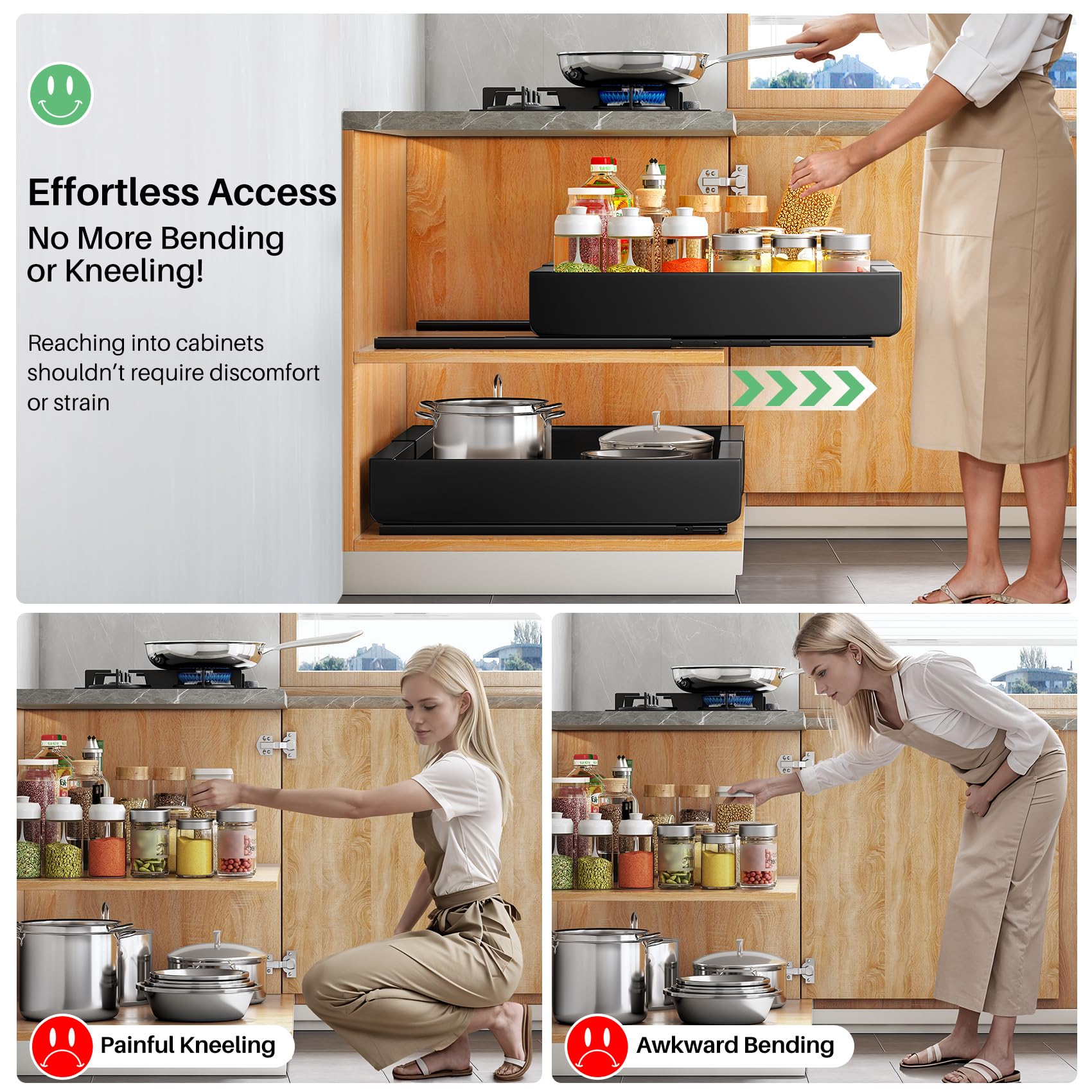 Kitstorack Extendable Pull Out Cabinet Organiser | Metal Sliding Drawer