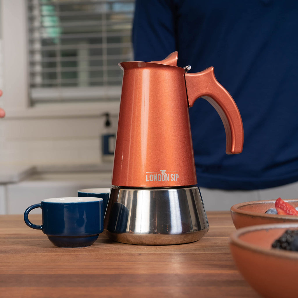 The London Sip Stainless Steel Moka Pot – 6 Cup Induction Espresso Maker