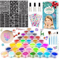 Oukzon Glitter Tattoo Kit for Kids - 36 Colors & 182 Stencils Body Art