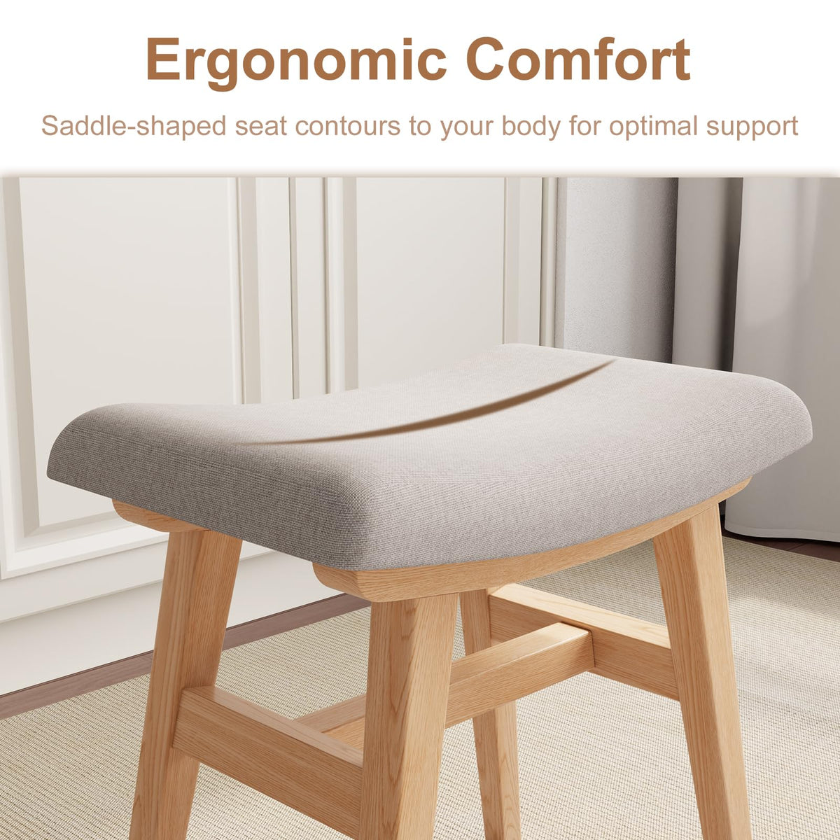 YQJJGL Dressing Table Stool Comfortable Vanity Stool Simple Padded Stool Chair for Makeup Desk Easy-To-Install Bedroom Chair Stool Suitable for - image 4