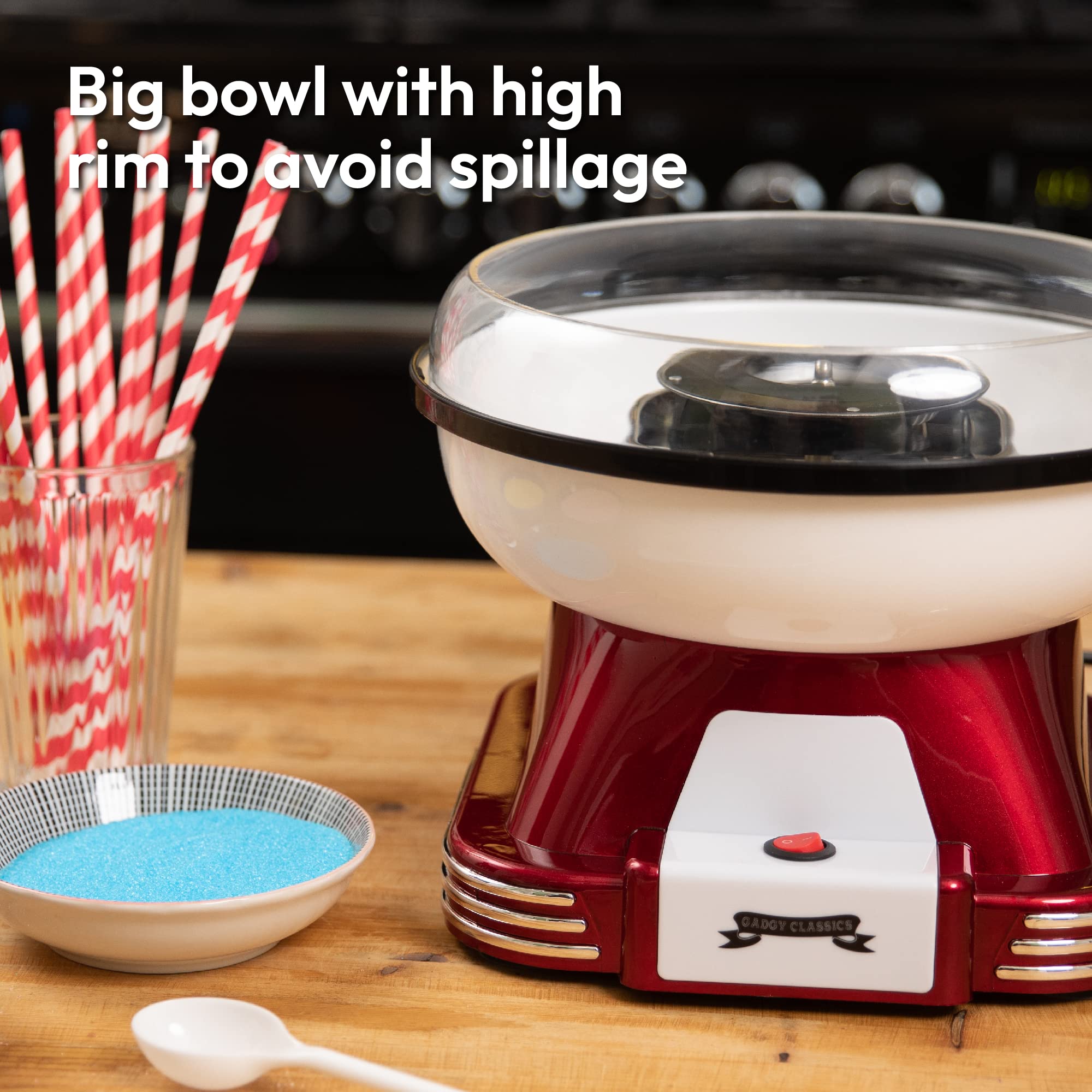 Gadgy Retro Candy Floss Machine - 500W Cotton Candy Maker with 10 Sticks