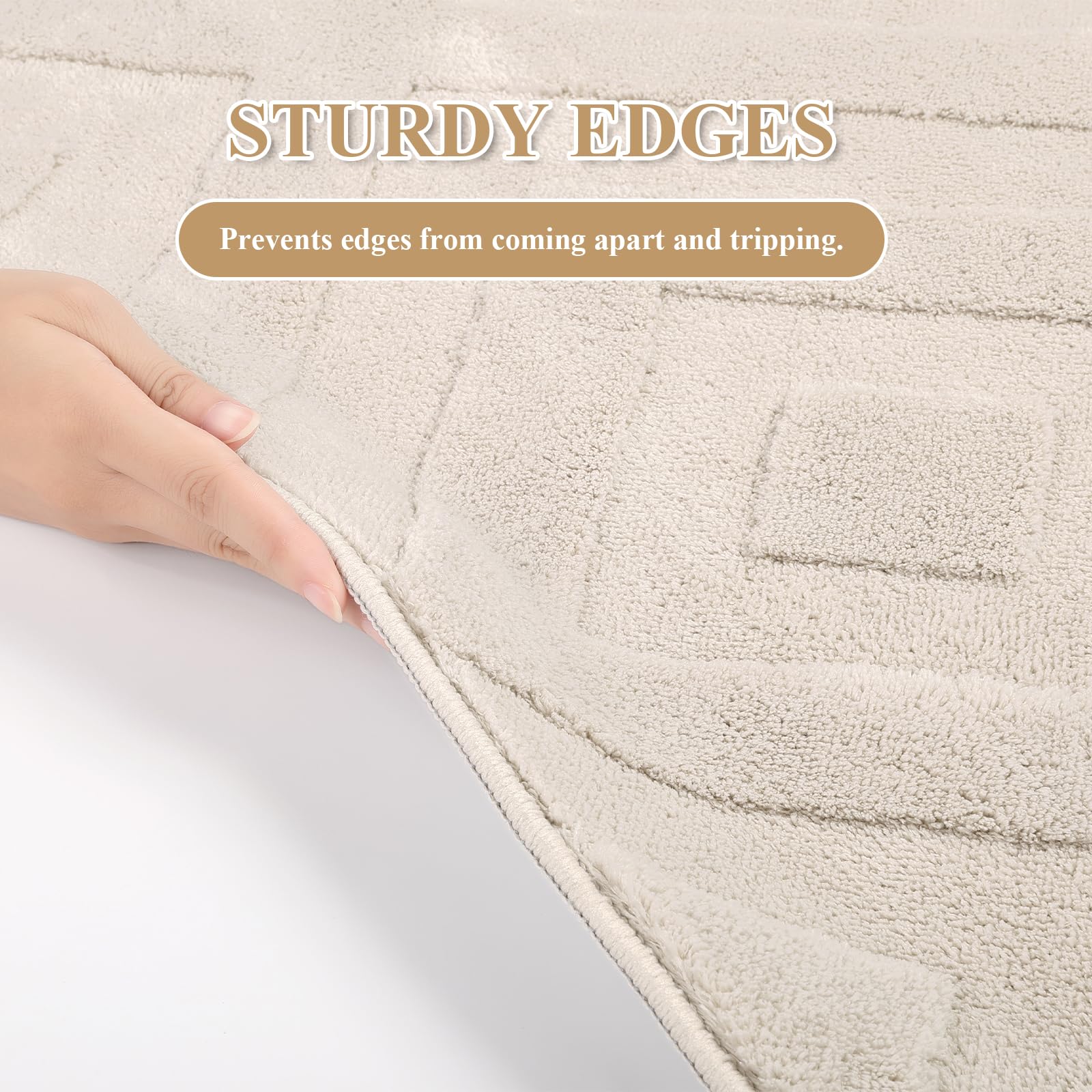 Enyhom Machine Washable Geometric Area Rug | Non-Slip Cream Carpet