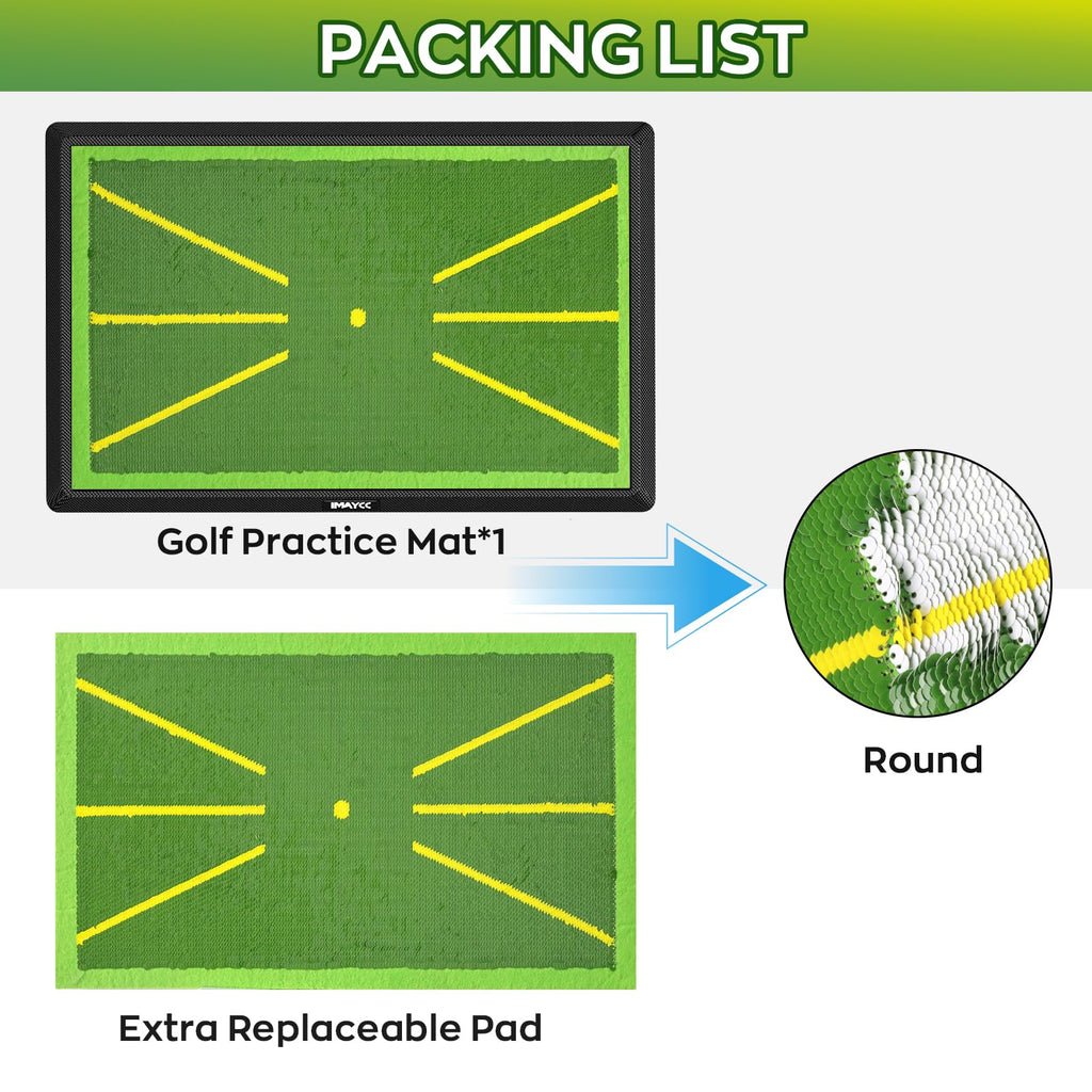 IMAYCC Golf Training Mat – 2-Piece Swing Path Feedback Mat with Rubber Base