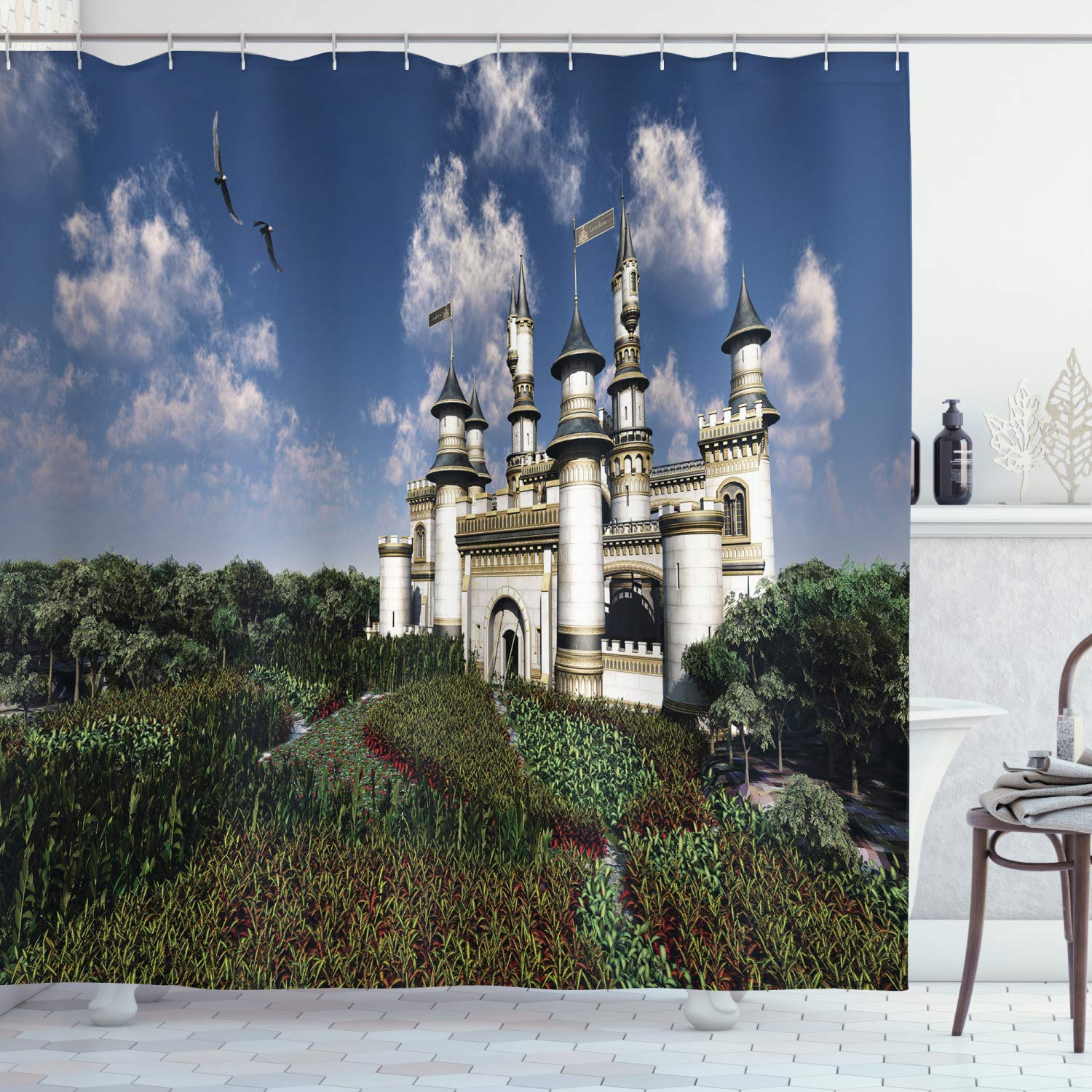 ABAKUHAUS Fairy Tale Shower Curtain | Waterproof Turkish Fabric – 69x78"