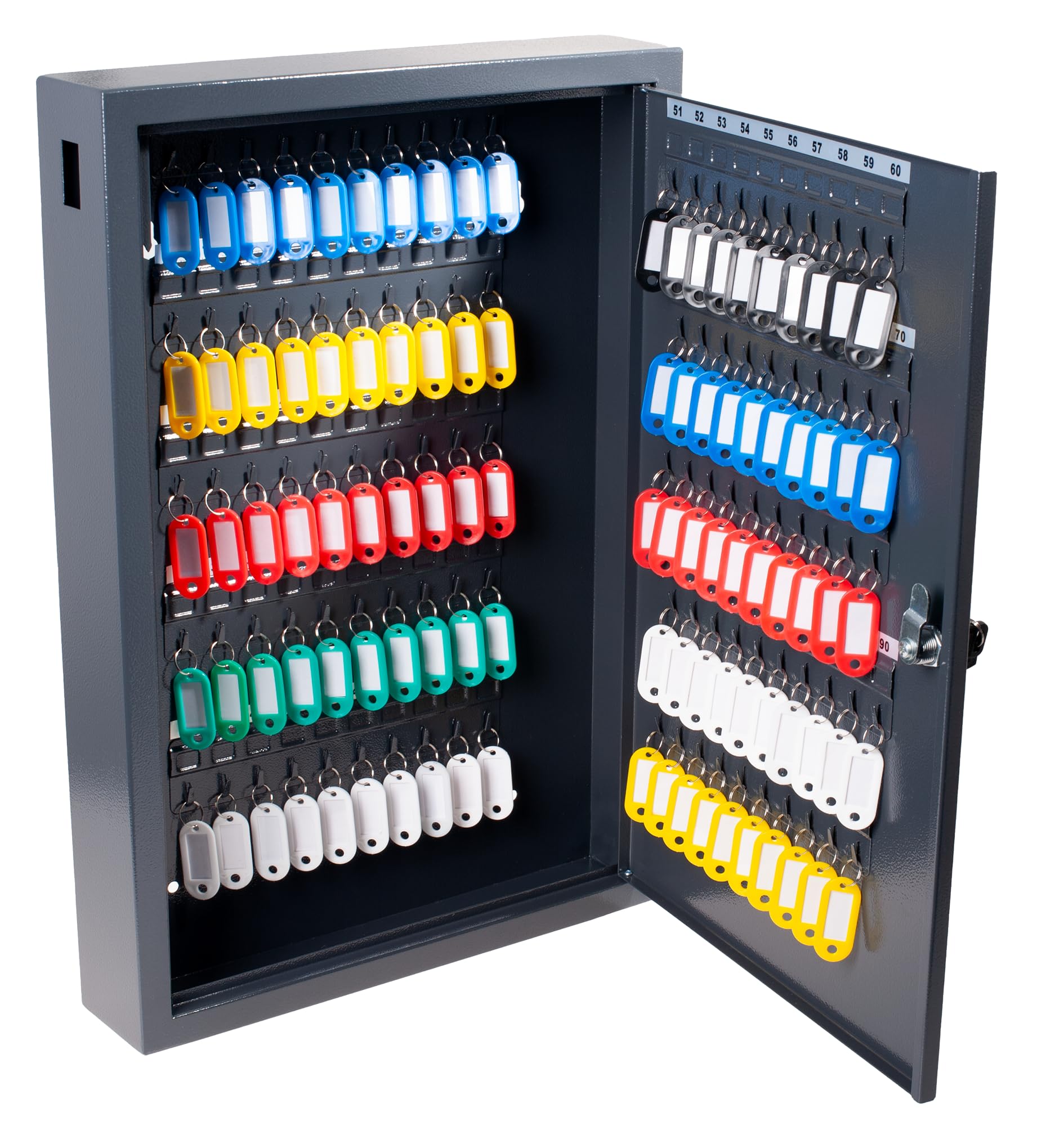 Pavo Deluxe Key Cabinet - 100 Key Capacity Wall Storage - Dark Grey
