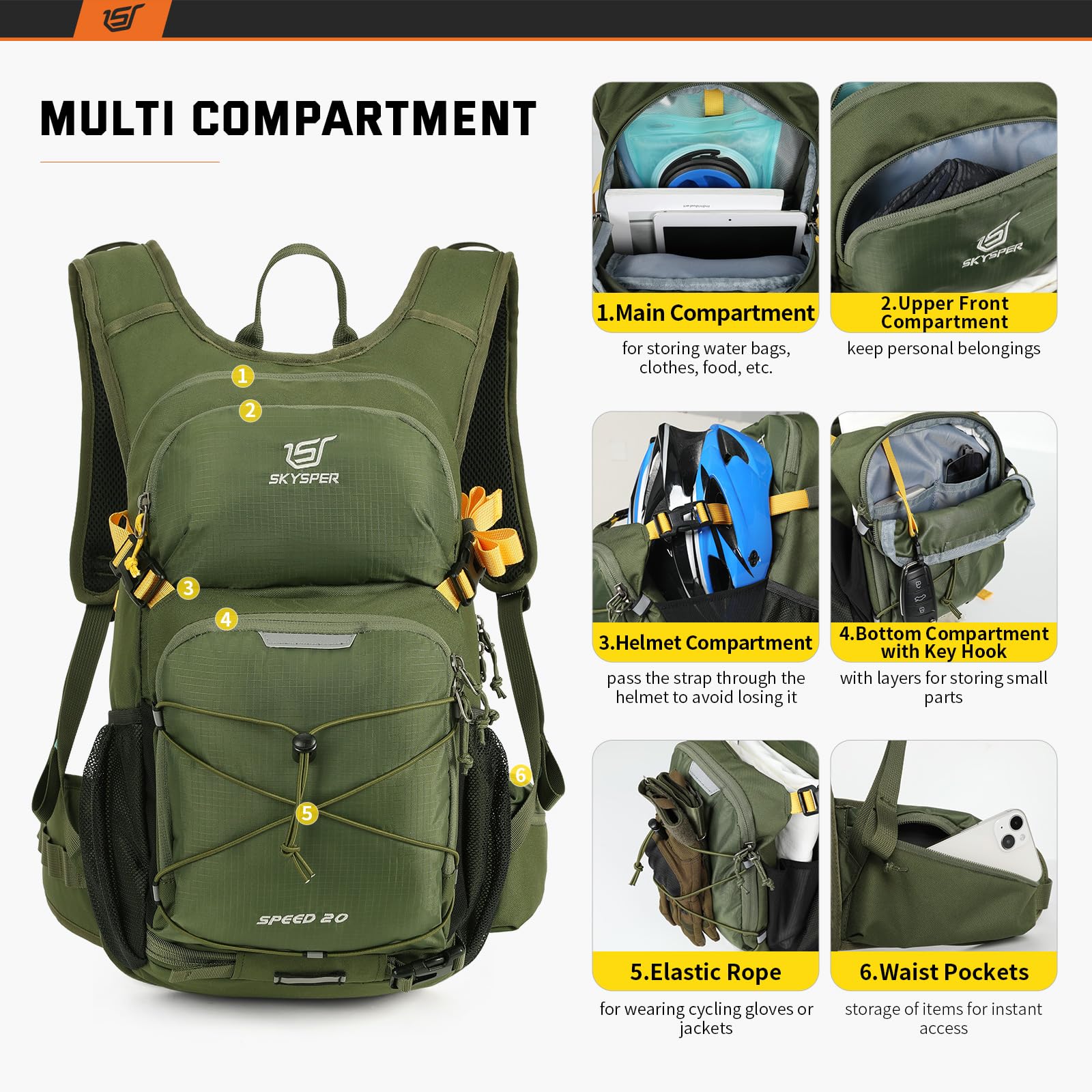 SKYSPER 20L Cycling Backpack – Lightweight Waterproof Hiking Daypack