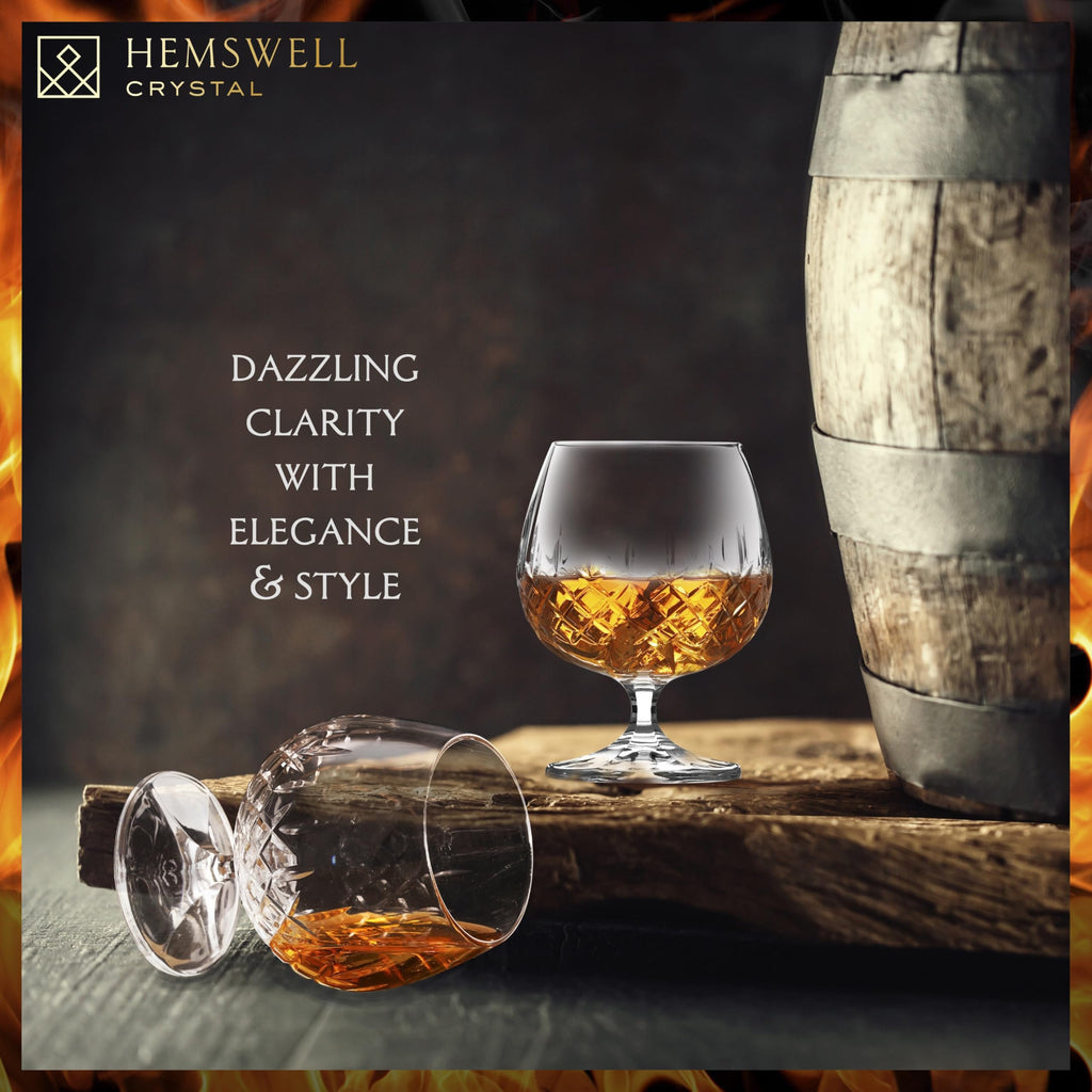 Hemswell Crystal Brandy Glasses Set of 2 | 250ml Hand-Cut Snifters