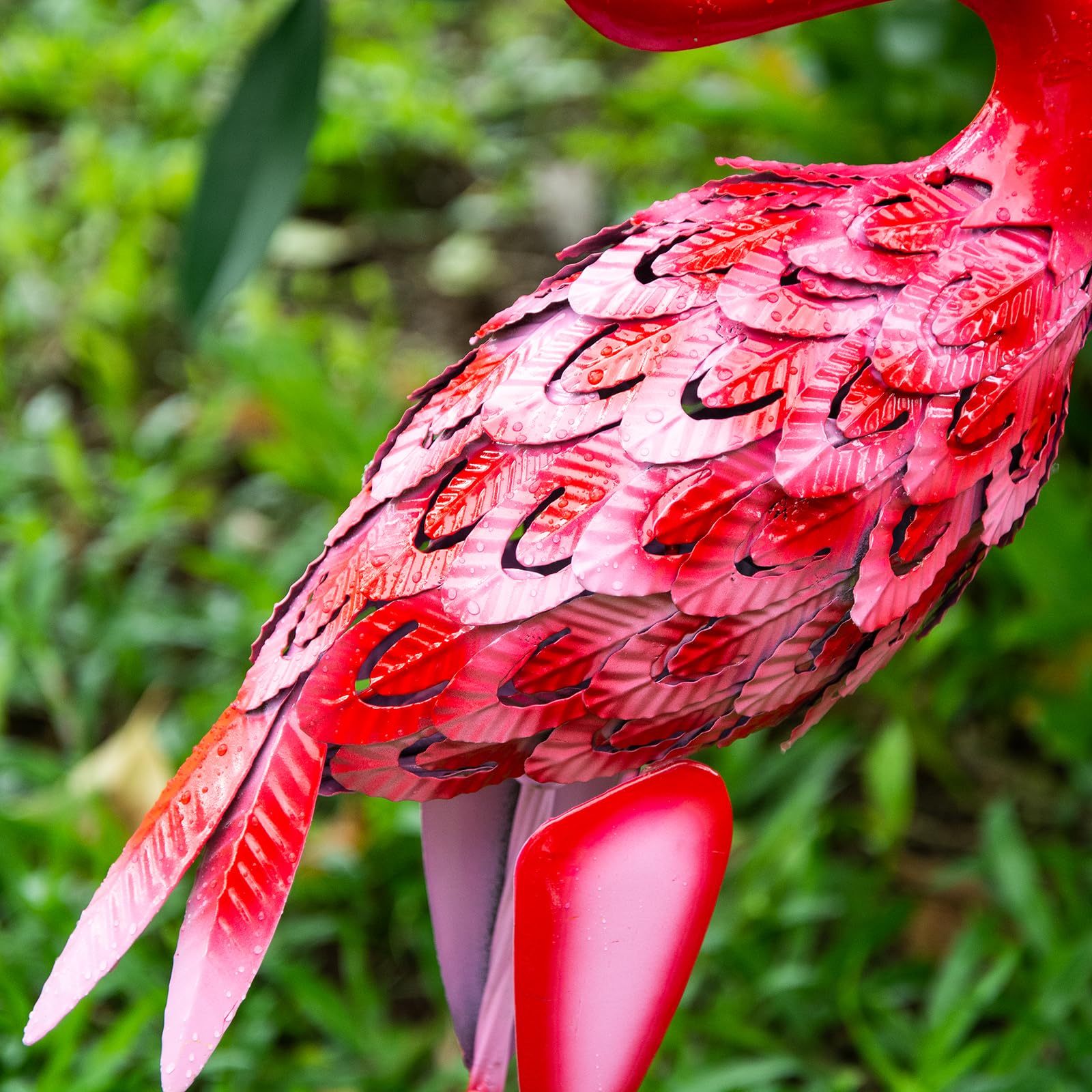 Metal Flamingo Garden Statues – Set of 2 Outdoor Yard Art