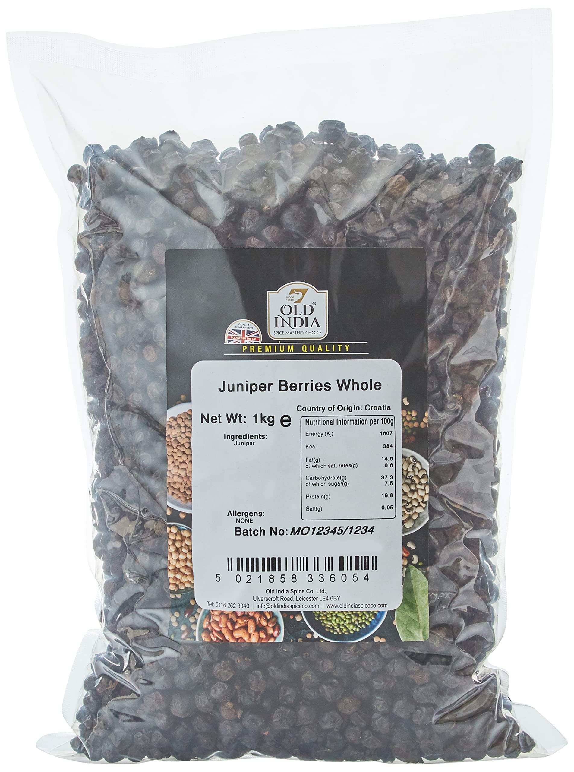 Old India Whole Juniper Berries - 1kg Bulk Pack for Cooking & Gin