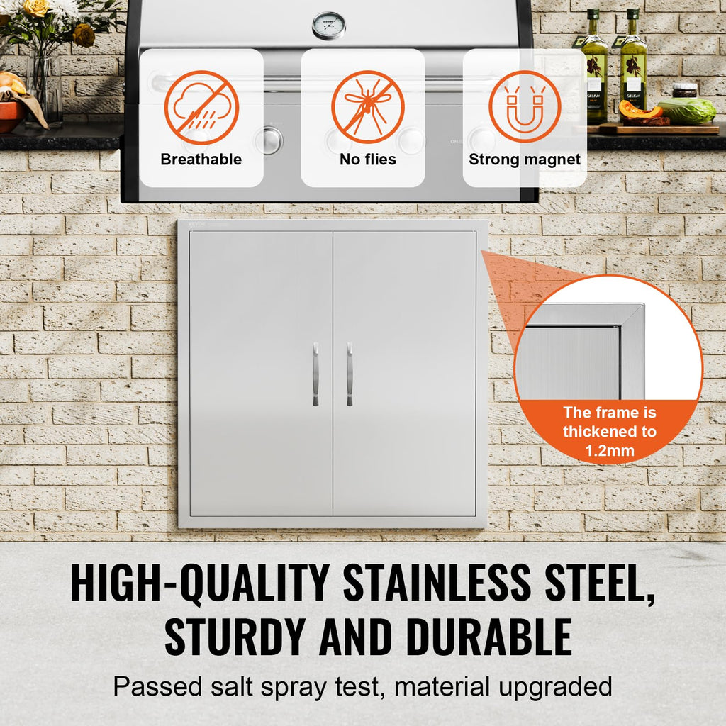VEVOR BBQ Access Door | 31x31 Inch Stainless Steel Double Kitchen Door