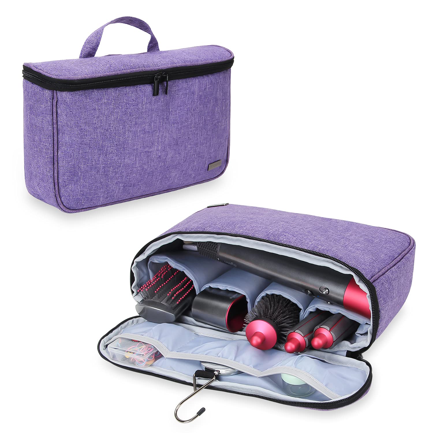 Teamoy Travel Storage Bag for Dyson Airwrap Styler | Hanging Nylon Case, Purple