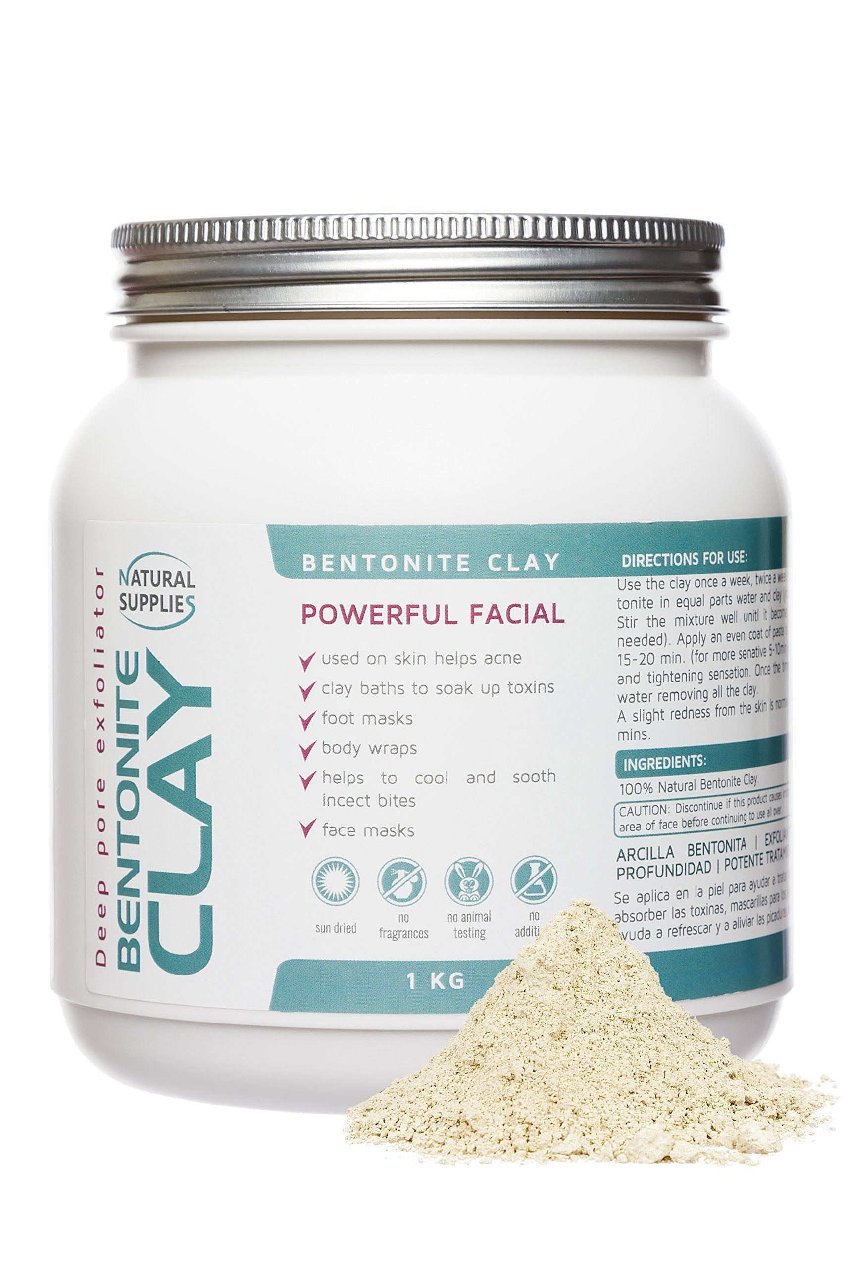 Jolof Store Bentonite Clay 1kg – Pure Aztec Indian Healing Clay Mask
