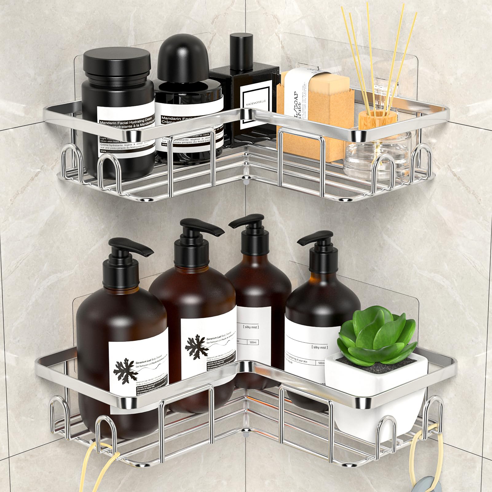 UUlioyer Corner Shower Caddy – 2-Pack Rustproof Stainless Steel Shelf
