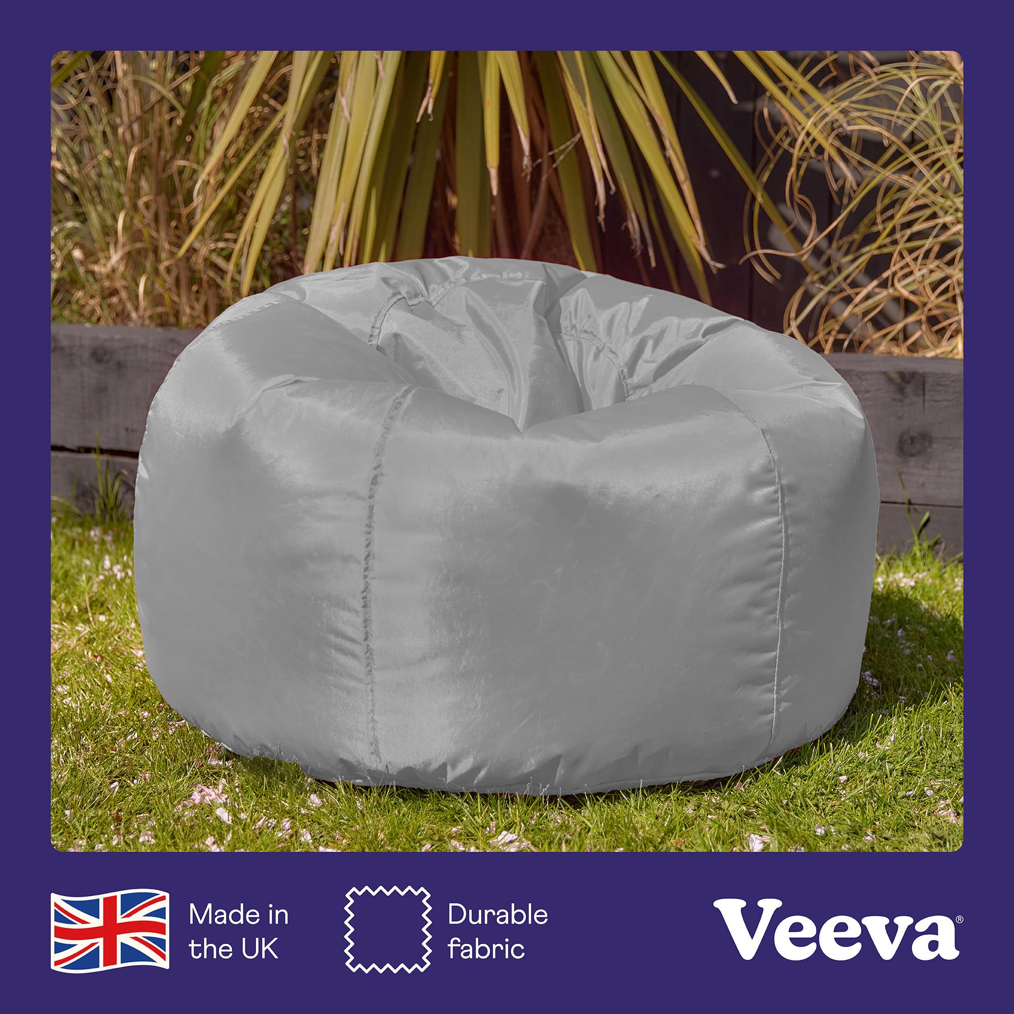 Bean Bag Bazaar Outdoor Bean Bag – Large Grey Water Resistant Floor Chair