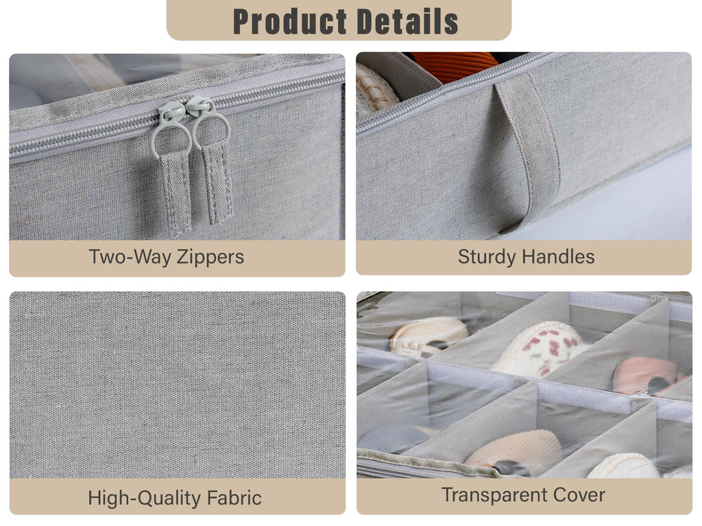 StorageWorks Under Bed Shoe Storage Organizer - Grey, 2-Pack