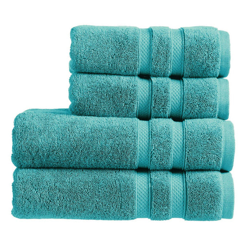 Christy Chroma 4-Piece Cotton Towel Set – 675GSM Heavyweight – Vivid Teal