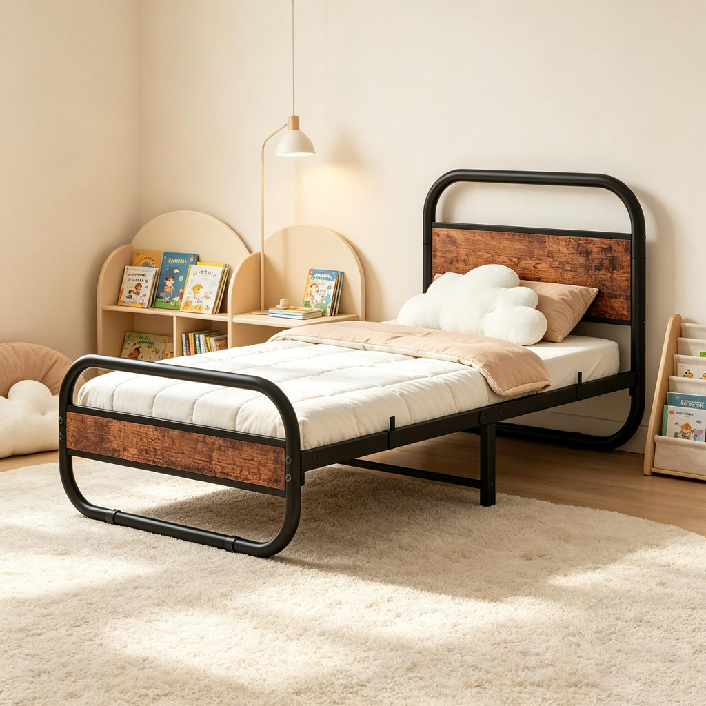 Diahomy 3ft Single Bed Frame, 90x190cm Metal Platform Bed, Bed Base,Brown - image 4