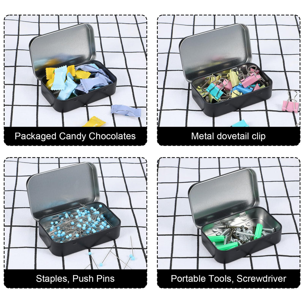 Aphumedc Metal Rectangular Empty Hinged Tins Tin Containers, Mini Portable Storage Box with Lid