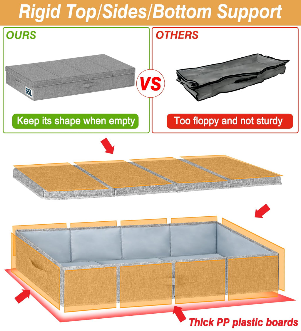 Mepure Underbed Storage Boxes - 2 Pack Large Foldable Fabric Organizers