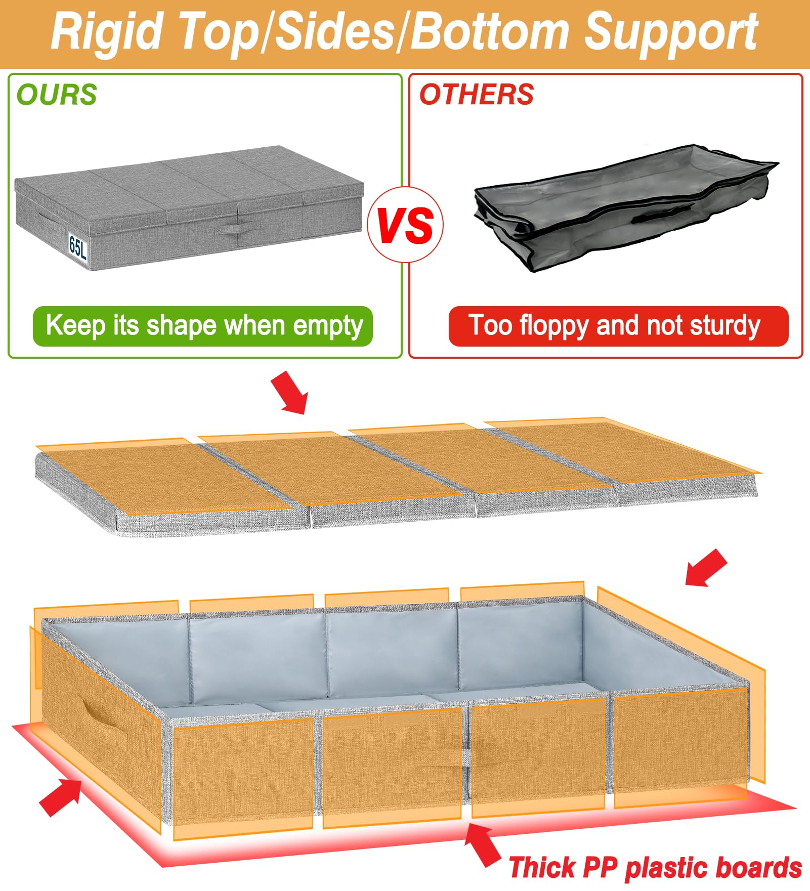 Mepure Underbed Storage Boxes - 2 Pack Large Foldable Fabric Organizers