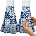 CUTHOLLOW Blue Bohemian Hanging Tea Towels – 2Pc Microfiber Kitchen Dish Towel