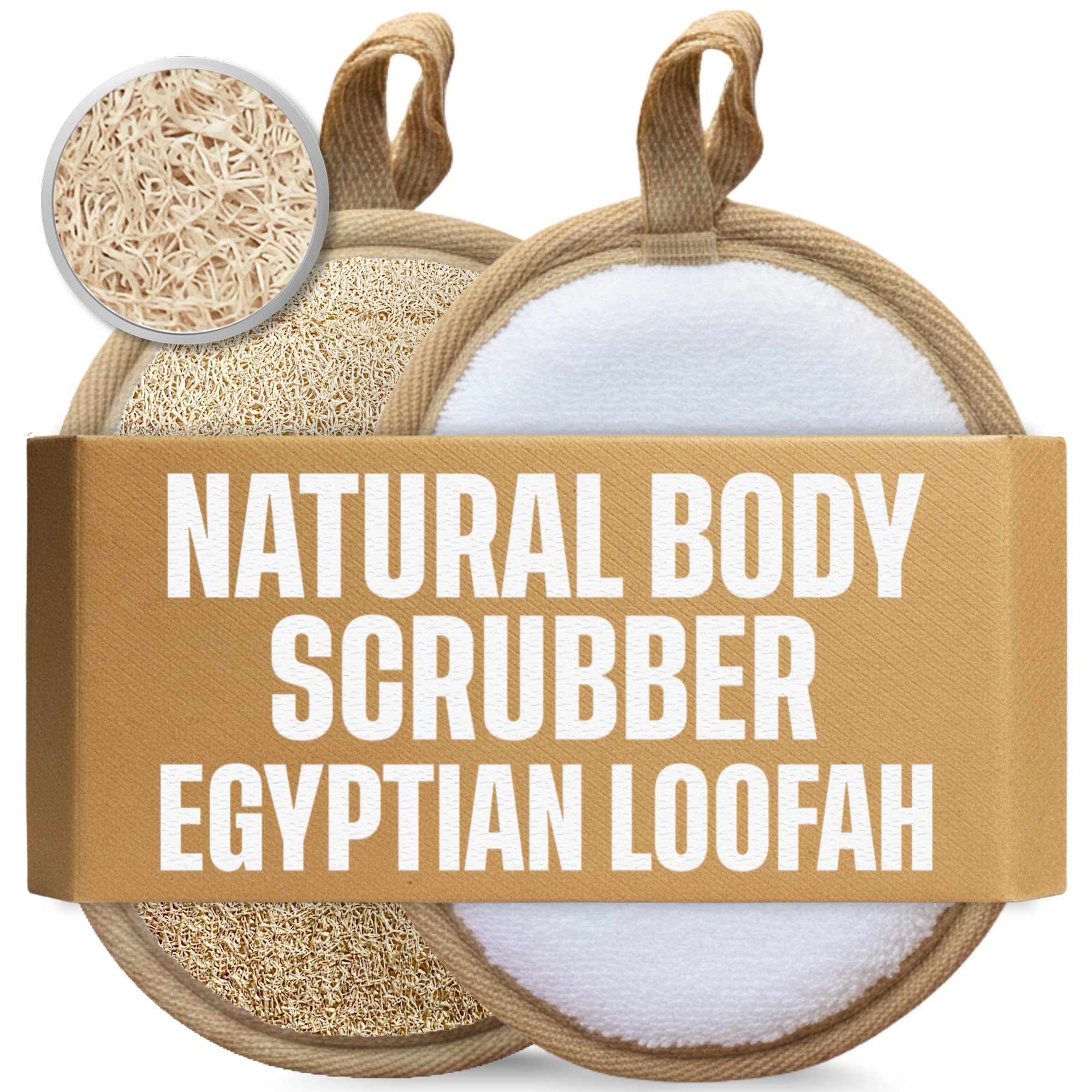 Natural Egyptian Loofah Pads – Double Sided Body Scrubber (2 Pack)