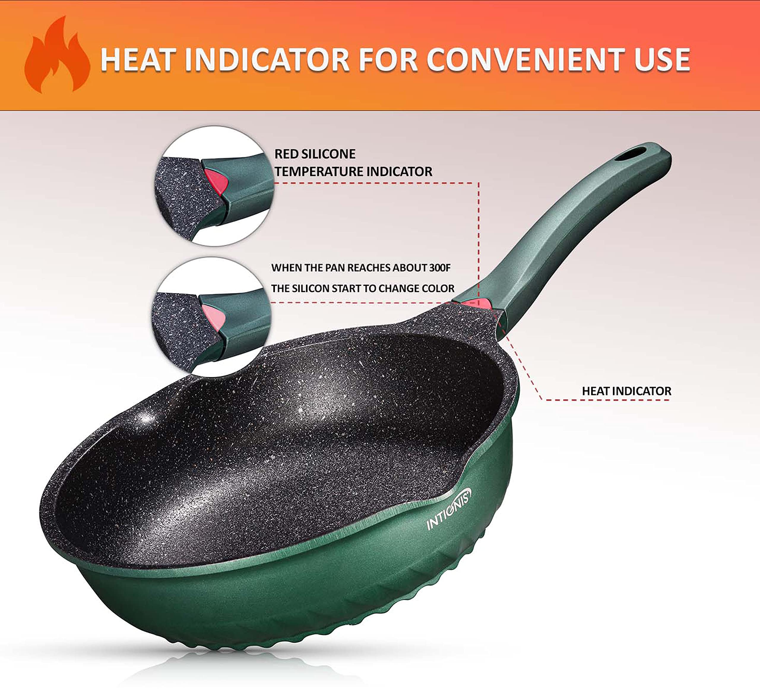 INTIGNIS 3-in-1 Deep Non-Stick Frying Pan with Lid | 28cm Ceramic Skillet