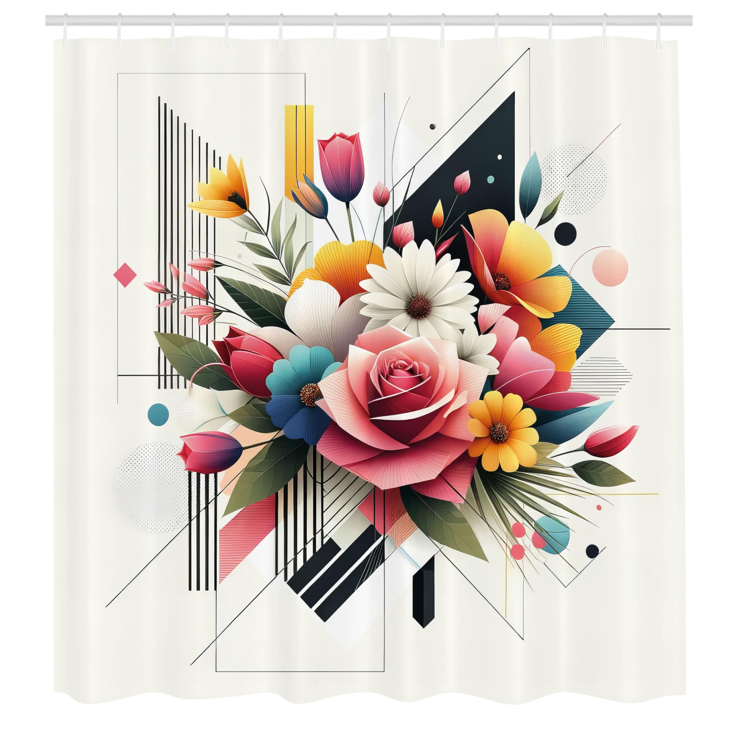 Abakuhaus Floral Shower Curtain | Waterproof Fabric Bathroom Decor | 175x200cm