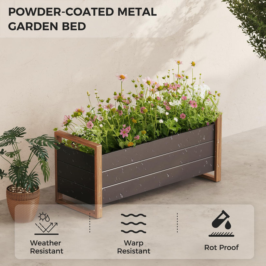 Grand Patio Metal Raised Garden Bed - Weather-Resistant Planter Box