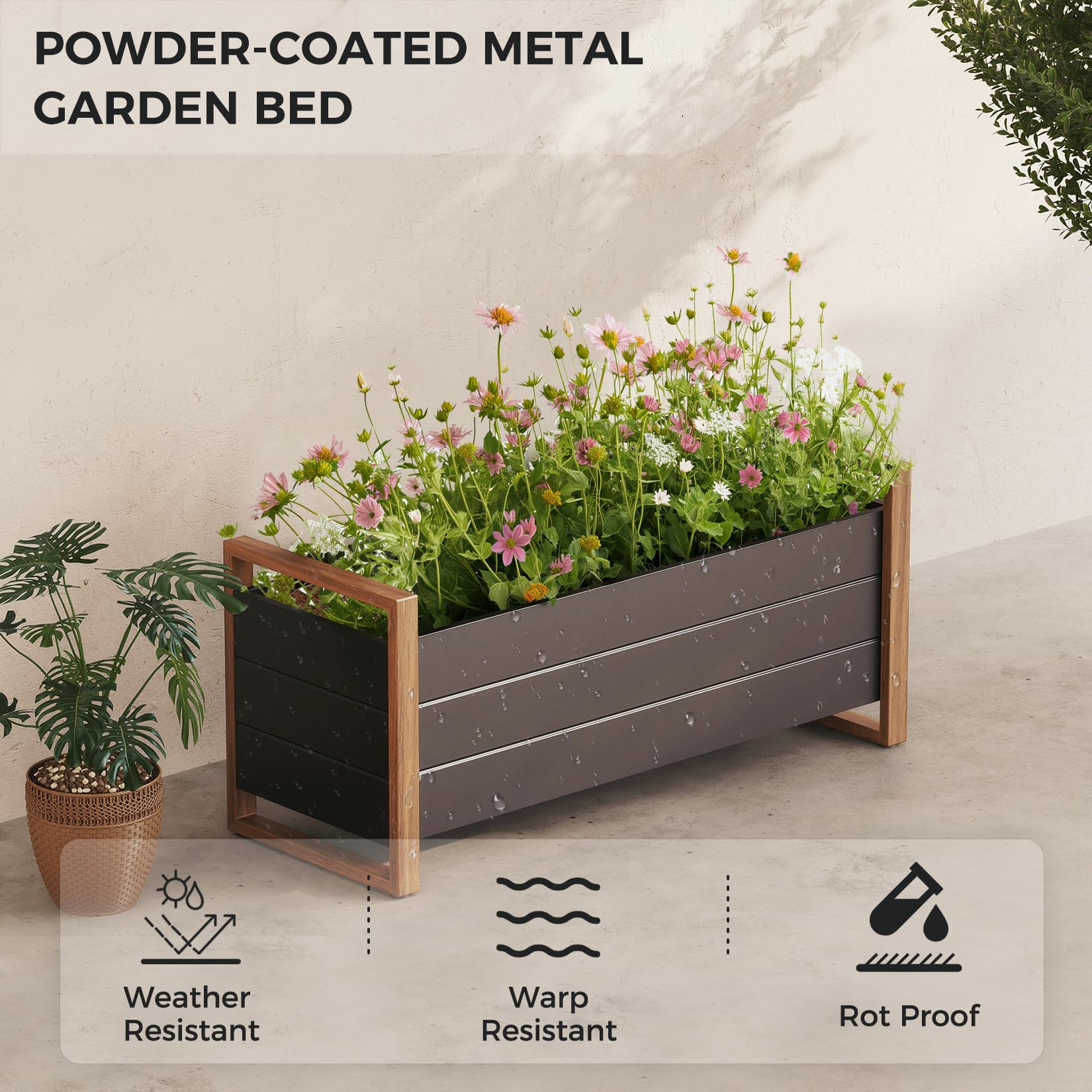 Grand Patio Metal Raised Garden Bed - Weather-Resistant Planter Box