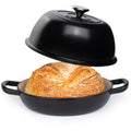 Nuovva Enamelled Cast Iron Dutch Oven - 6 Quart Bread Pot, Black