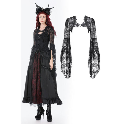 Dark In Love Lilith Gothic 3D Lace Bell Sleeve Cape – Floral Shrug