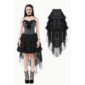Dark in Love Belladonna Black Tiered Lace High-Low Goth Skirt