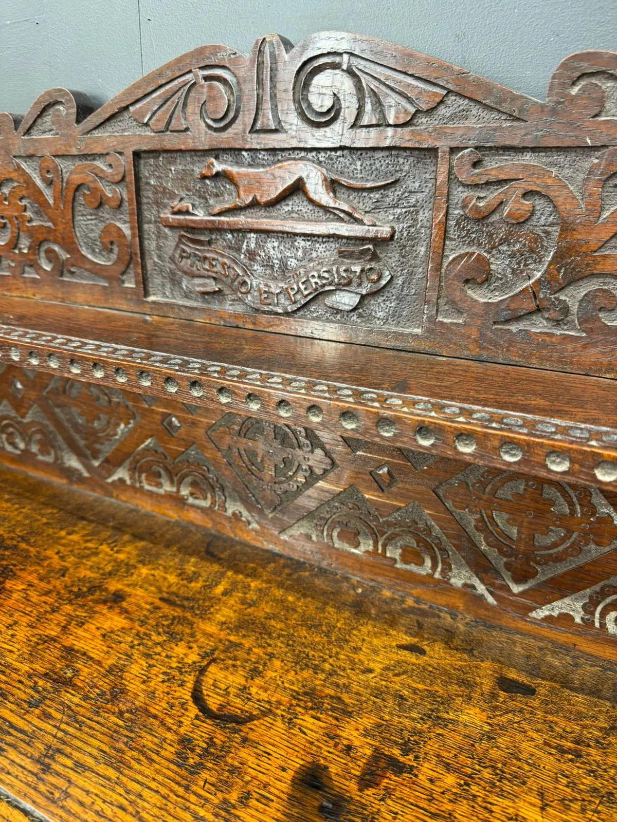 Antique Anglo-Indian Carved Oak Hall Table Sideboard / Antique Console Side Table