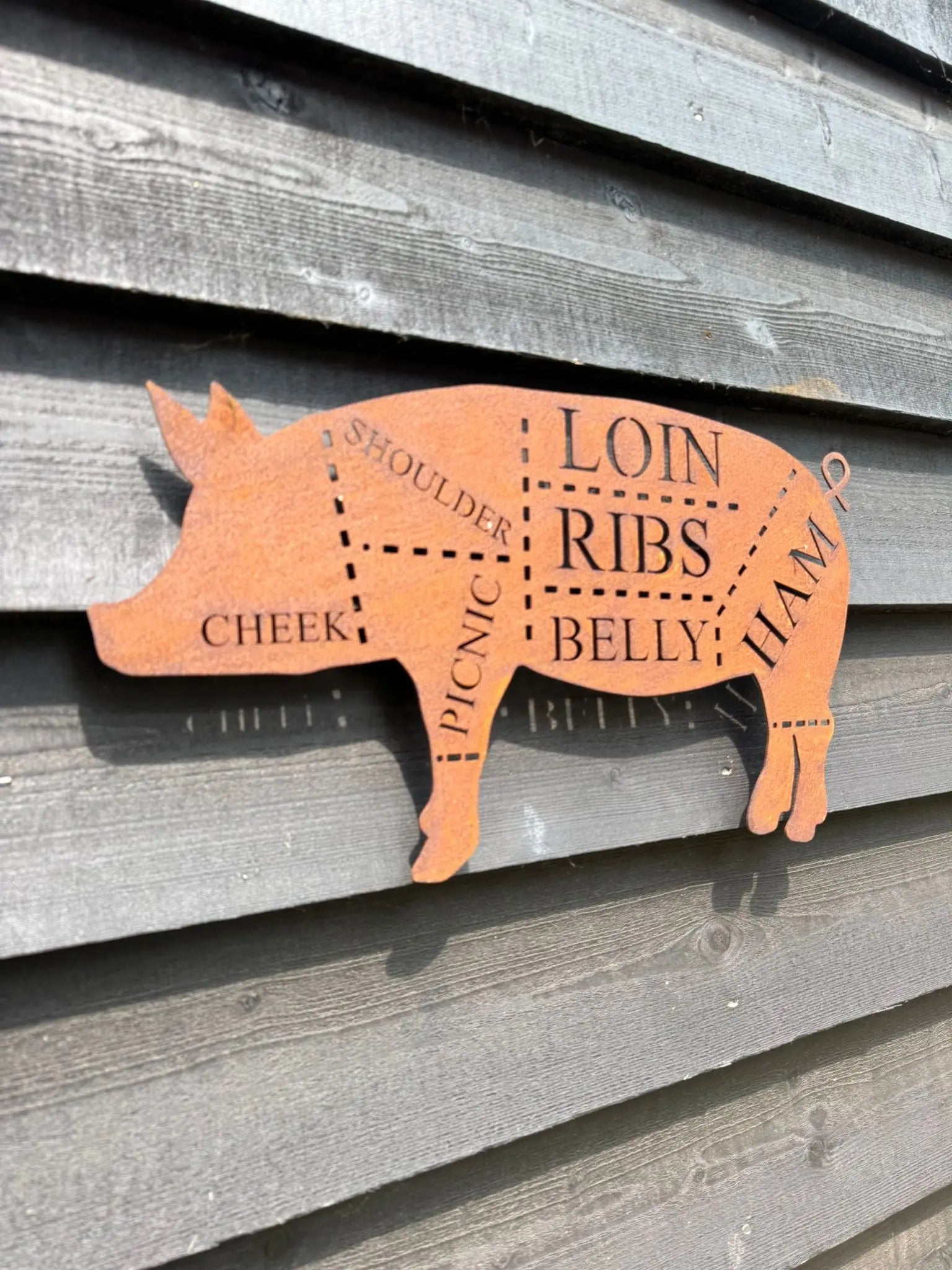 Rustic Warehouse Norfolk Metal Butchers Pig Sign - Steel Wall Art Decor