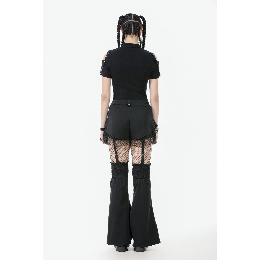 Dark in Love Lace-Up Convertible Goth Flare Trousers and Shorts