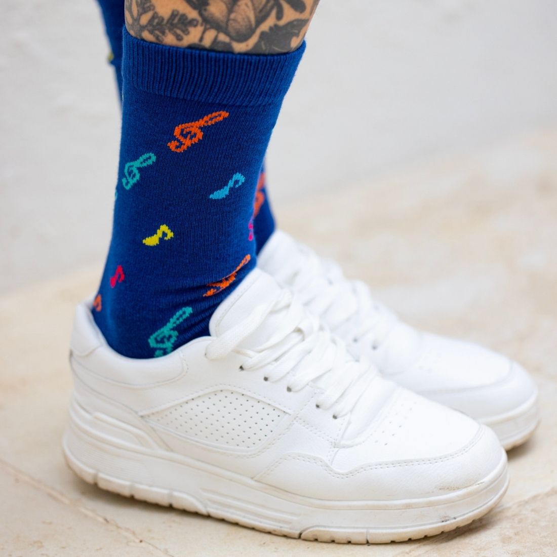 Swole Panda Musical Note Bamboo Socks – Breathable Blue Novelty Socks